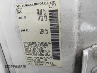 2012 Nissan Maxima 3.5 SV with VIN 1N4AA5AP9CC825747, listed as a IAAI auction lot 41476704 with 220,949 mi miles. Bid and sale history available at carsss.com. Image 9.
