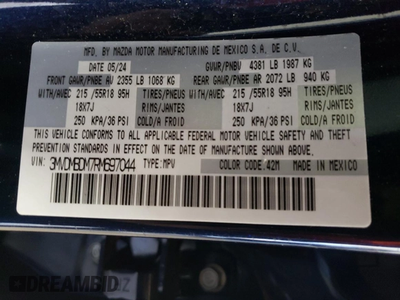 2024 Mazda CX-30 S Premium with VIN 3MVDMBDM7RM697044, listed as a Copart auction lot 55895525 with 17,145 mi miles and Salvage title. Bid and sale history available at DreamBid. Image 13.