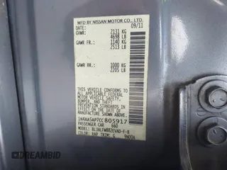 2012 Nissan Maxima SV z VIN 1N4AA5AP7CC805917, wystawiony jako IAAI lot #42070617 z przebiegiem 206 632 mil mil oraz . Historia ofert i sprzedaży dostępna na DreamBid. Obrazek 9.