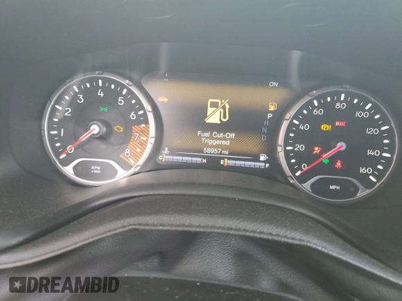 2020 Jeep Renegade Limited with VIN ZACNJBD12LPM02664, listed as a Copart auction lot 55297675 with 58,957 mi miles and Salvage title. Bid and sale history available at DreamBid. Image 9.