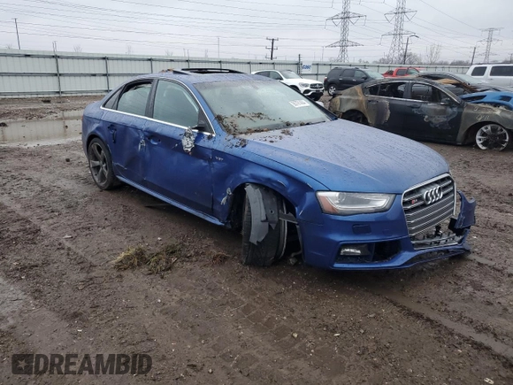 2015 Audi S4 Premium Plus with VIN WAUDGAFL2FA038723, listed as a Copart auction lot 86791404 with 93,500 mi miles and Salvage Title. Bid and sale history available at carsss.com. Image 4.