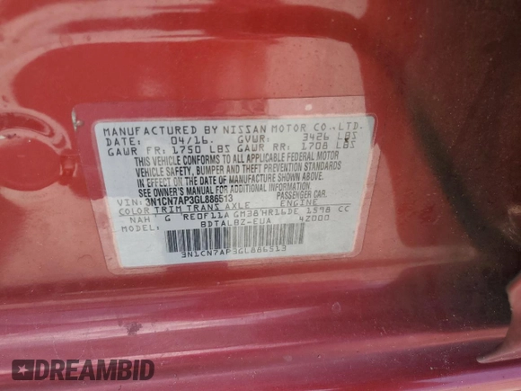 2016 Nissan Versa SV z VIN 3N1CN7AP3GL886513, wystawiony jako Copart lot #63655195 z przebiegiem 208 159 mil mil oraz Szkoda całkowita • Salvage title. Historia ofert i sprzedaży dostępna na DreamBid. Obrazek 12.