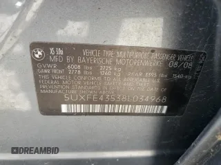2008 BMW X5 3.0si z VIN 5UXFE43538L034968, wystawiony jako Copart lot #58065825 z przebiegiem 117 028 mil mil oraz Szkoda całkowita • Salvage title. Historia ofert i sprzedaży dostępna na DreamBid. Obrazek 12.