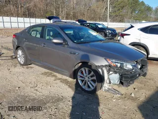 2014 Kia Optima SXL Turbo with VIN 5XXGR4A65EG327515, listed as a IAAI auction lot 41876799 with 115,533 mi miles and . Bid and sale history available at DreamBid. Image 1.