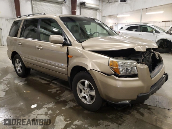 2006 Honda Pilot EX-L with VIN 2HKYF18506H563925, listed as a Copart auction lot 54539435 with 199,442 mi miles and Salvage Title. Bid and sale history available at DreamBid. Image 4.