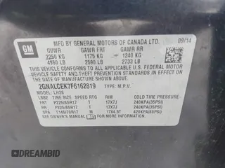 2015 Chevrolet Equinox LT with VIN 2GNALCEK7F6162819, listed as a IAAI auction lot 42158741 with 178,907 mi miles. Bid and sale history available at carsss.com. Image 9.