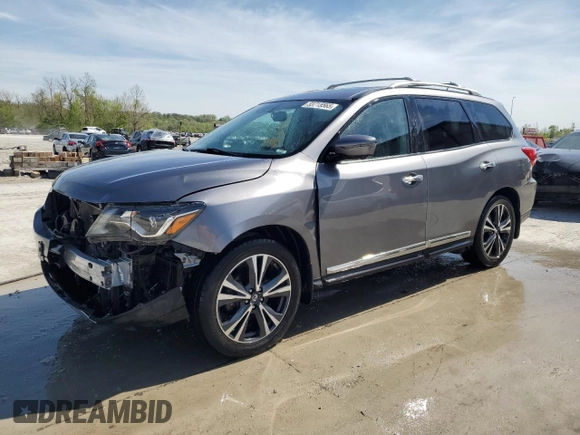 2017 Nissan Pathfinder S with VIN 5N1DR2MN9HC912477, listed as a Copart auction lot 53715565 with 90,690 mi miles and Salvage title. Bid and sale history available at DreamBid. Image 1.