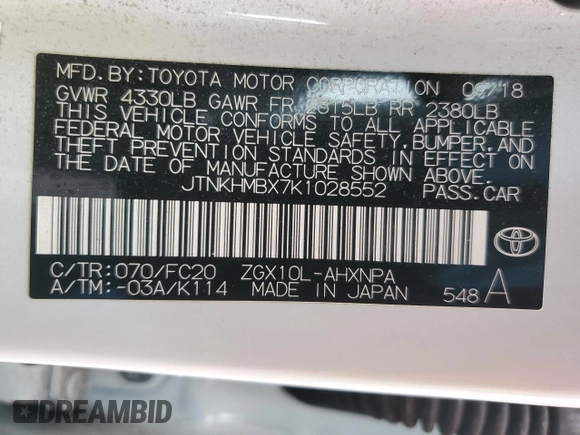 2019 Toyota C-HR XLE z VIN JTNKHMBX7K1028552, wystawiony jako Copart lot #55490905 z przebiegiem 127 397 mil mil oraz Szkoda całkowita • Salvage title. Historia ofert i sprzedaży dostępna na DreamBid. Obrazek 13.