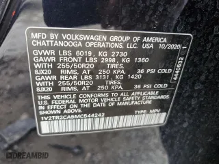 2021 Volkswagen Atlas 3.6L V6 SEL Premium with VIN 1V2TR2CA5MC544242, listed as a Copart auction lot 46599405 with 79,135 mi miles and Salvage Title. Bid and sale history available at carsss.com. Image 13.