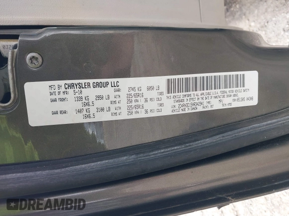 2010 Dodge Grand Caravan Hero with VIN 2D4RN3D15AR342941, listed as a IAAI auction lot 42036363 with 184,528 mi miles and . Bid and sale history available at DreamBid. Image 9.