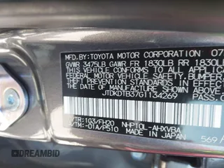 2016 Toyota Prius One z VIN JTDKDTB37G1134269, wystawiony jako IAAI lot #42040779 z przebiegiem 38 443 mil mil oraz . Historia ofert i sprzedaży dostępna na DreamBid. Obrazek 9.