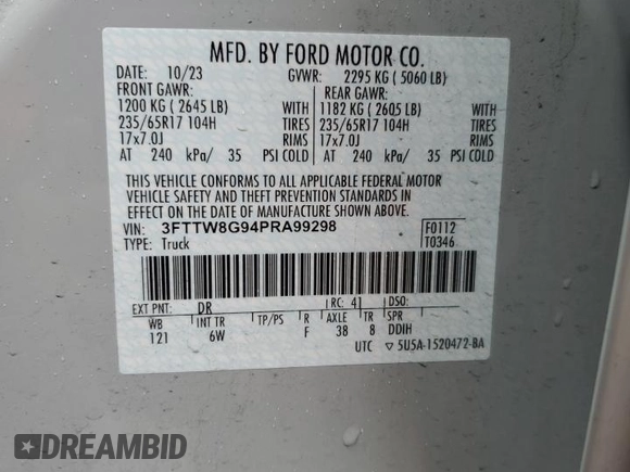 2023 Ford Maverick z VIN 3FTTW8G94PRA99298, wystawiony jako Copart lot #47267125 z przebiegiem 12 560 mil mil oraz Szkoda całkowita • Salvage title. Historia ofert i sprzedaży dostępna na DreamBid. Obrazek 13.