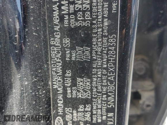 2023 Hyundai Tucson SEL z VIN 5NMJBCAEXPH284385, wystawiony jako Copart lot #53647035 z przebiegiem 22 571 mil mil oraz Szkoda całkowita • Salvage title. Historia ofert i sprzedaży dostępna na DreamBid. Obrazek 14.