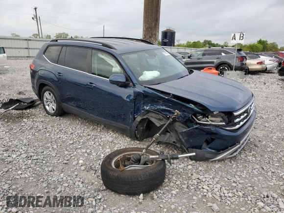 2021 Volkswagen Atlas S with VIN 1V2AP2CA7MC530601, listed as a Copart auction lot 51299205 with 81,823 mi miles and Salvage title. Bid and sale history available at DreamBid. Image 4.