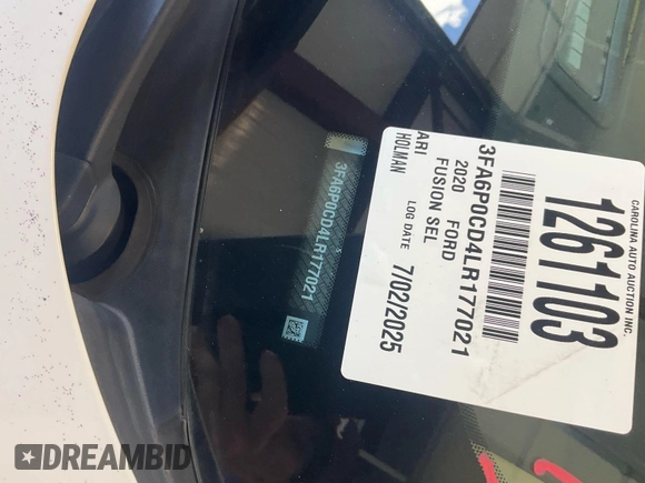 2020 Ford Fusion SEL z VIN 3FA6P0CD4LR177021, wystawiony jako IAAI lot #42743422 z przebiegiem 81 131 mil mil oraz . Historia ofert i sprzedaży dostępna na DreamBid. Obrazek 13.