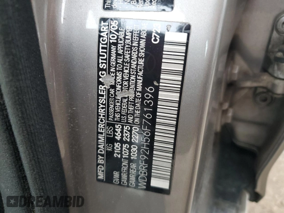 2006 Mercedes-Benz C 280 Luxury with VIN WDBRF92H56F761396, listed as a Copart auction lot 50521075 with Not Provided miles and Salvage Title. Bid and sale history available at DreamBid. Image 12.