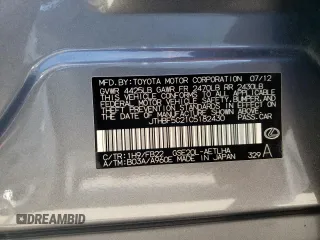 2012 Lexus IS 250 with VIN JTHBF5C21C5182430, listed as a Copart auction lot 44592895 with 119,204 mi miles and Salvage Title. Bid and sale history available at DreamBid. Image 12.