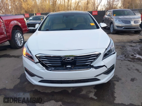 2015 Hyundai Sonata Limited with VIN 5NPE34AF6FH095392, listed as a IAAI auction lot 41813547 with 75,513 mi miles and . Bid and sale history available at carsss.com. Image 12.