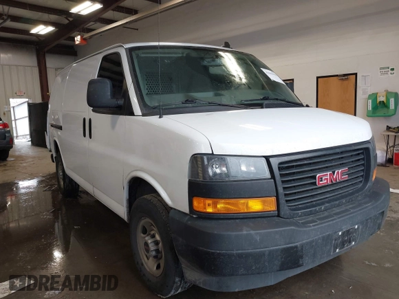 2023 GMC Savana Cargo with VIN 1GTW7AFP1P1106073, listed as a IAAI auction lot 41643963 with 57,807 mi miles. Bid and sale history available at carsss.com. Image 1.