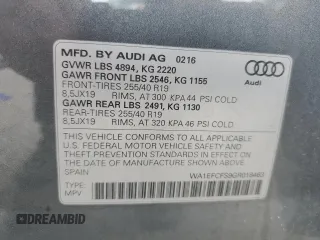 2016 Audi Q3 Premium Plus with VIN WA1EFCFS9GR018463, listed as a Copart auction lot 58431465 with 80,805 mi miles and Salvage title. Bid and sale history available at DreamBid. Image 13.