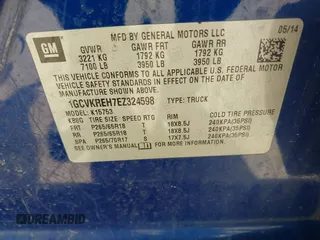 2014 Chevrolet Silverado 1500 LT with VIN 1GCVKREH7EZ324598, listed as a IAAI auction lot 41943170 with 127,204 mi miles and . Bid and sale history available at DreamBid. Image 9.