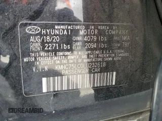 2020 Hyundai Ioniq SE z VIN KMHC75LC0LU232618, wystawiony jako Copart lot #56603285 z przebiegiem 61 020 mil mil oraz Szkoda całkowita • Salvage title. Historia ofert i sprzedaży dostępna na DreamBid. Obrazek 13.