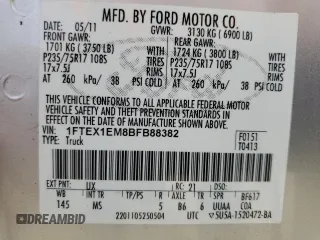 2011 Ford F-150 XL with VIN 1FTEX1EM8BFB88382, listed as a Copart auction lot 46540635 with 114,053 mi miles and Clean Title. Bid and sale history available at DreamBid. Image 12.