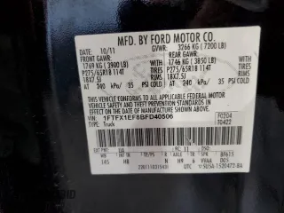 2011 Ford F-150 XL with VIN 1FTFX1EF8BFD40506, listed as a Copart auction lot 82525844 with 226,291 mi miles and Non repairable. Bid and sale history available at DreamBid. Image 12.