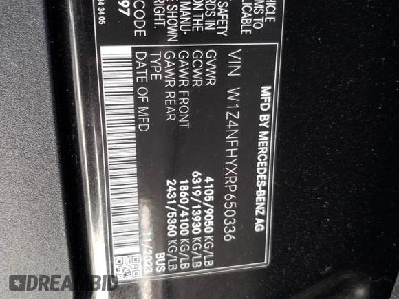 2024 Mercedes-Benz Sprinter with VIN W1Z4NFHYXRP650336, listed as a Copart auction lot 53669065 with 12,256 mi miles and Salvage Title. Bid and sale history available at DreamBid. Image 13.