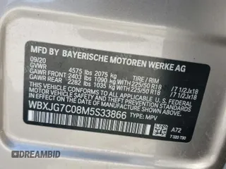 2021 BMW X1 sDrive28i with VIN WBXJG7C08M5S33866, listed as a Copart auction lot 54729715 with Not Provided miles and Salvage Title. Bid and sale history available at DreamBid. Image 14.