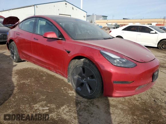 2022 Tesla Model 3 with VIN 5YJ3E1EA8NF167107, listed as a Copart auction lot 48128335 with 218,144 mi miles and Salvage Title. Bid and sale history available at carsss.com. Image 4.