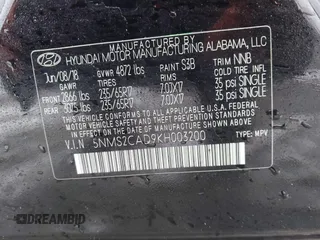 2019 Hyundai Santa Fe SE with VIN 5NMS2CAD9KH003200, listed as a IAAI auction lot 41541423 with 91,913 mi miles. Bid and sale history available at carsss.com. Image 9.