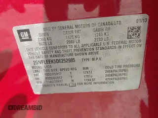 2013 Chevrolet Equinox LT with VIN 2GNFLEEK5D6252985, listed as a IAAI auction lot 42031049 with 79,830 mi miles. Bid and sale history available at carsss.com. Image 9.