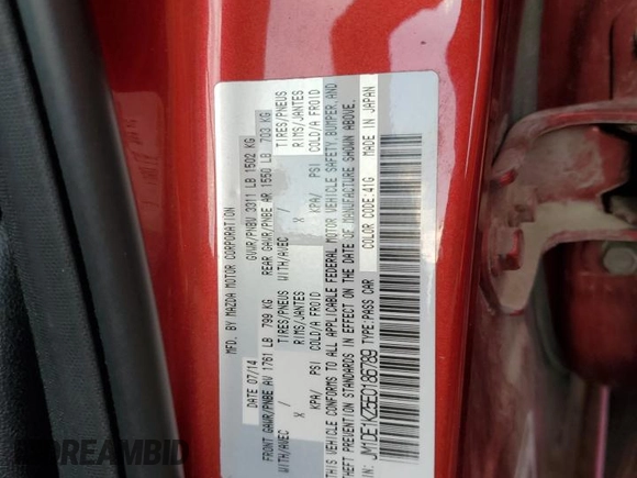 2014 Mazda 2 Sport with VIN JM1DE1KZ5E0186789, listed as a Copart auction lot 70519794 with 106,127 mi miles and Salvage Title. Bid and sale history available at carsss.com. Image 14.