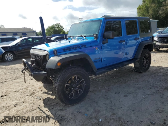 2015 Jeep Wrangler Unlimited Sport with VIN 1C4BJWDG1FL683558, listed as a Copart auction lot 59883545 with 107,267 mi miles and Salvage title. Bid and sale history available at DreamBid. Image 1.