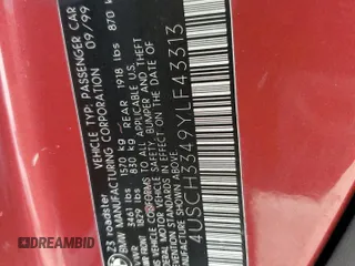 2000 BMW Z3 2.8 z VIN 4USCH3349YLF43313, wystawiony jako Copart lot #74589814 z przebiegiem 196 999 mil mil oraz Szkody całkowita. Historia ofert i sprzedaży dostępna na DreamBid. Obrazek 12.