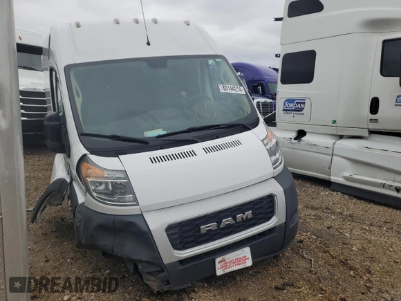 2020 Ram ProMaster Cargo with VIN 3C6TRVDG2LE135023, listed as a Copart auction lot 80144214 with 43,076 mi miles and Salvage Title. Bid and sale history available at carsss.com. Image 4.