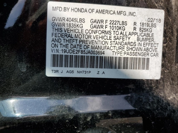2018 Acura ILX Premium with VIN 19UDE2F85JA003694, listed as a Copart auction lot 62674024 with 72,256 mi miles and Salvage title. Bid and sale history available at DreamBid. Image 12.