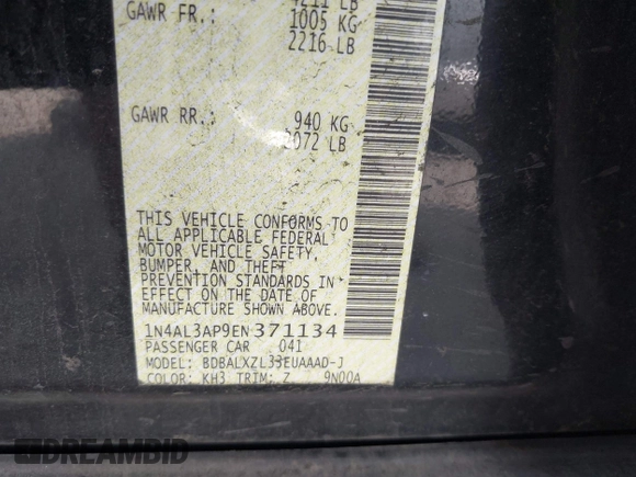 2014 Nissan Altima SL with VIN 1N4AL3AP9EN371134, listed as a IAAI auction lot 42112037 with 242,860 mi miles and . Bid and sale history available at DreamBid. Image 9.