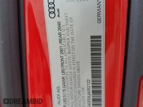 2018 Audi S5 Sportback Prestige z VIN WAUC4CF5XJA052122, wystawiony jako Copart lot #50583025 z przebiegiem 63 286 mil mil oraz Szkoda całkowita • Salvage title. Historia ofert i sprzedaży dostępna na DreamBid. Obrazek 13.