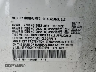 2017 Acura MDX Sport Hybrid w/Advance Pkg with VIN 5FRYD7H7XHB000939, listed as a Copart auction lot 44944615 with 114,820 mi miles and Salvage Title. Bid and sale history available at carsss.com. Image 14.
