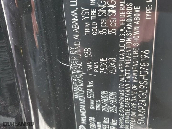 2025 Hyundai Santa Fe SEL with VIN 5NMP24GL9SH078196, listed as a Copart auction lot 51973925 with 2,465 mi miles and Salvage Title. Bid and sale history available at carsss.com. Image 13.