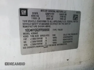 2015 Chevrolet Silverado 3500HD Work Truck with VIN 1GC4KYCG2FF580800, listed as a Copart auction lot 42622725 with 182,715 mi miles and Salvage Title. Bid and sale history available at DreamBid. Image 15.