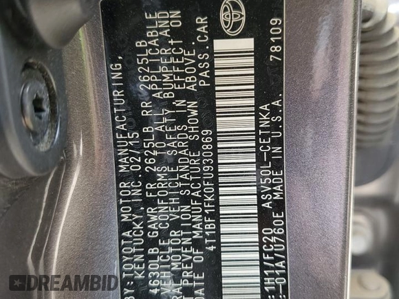 2015 Toyota Camry XLE with VIN 4T1BF1FK0FU930869, listed as a Copart auction lot 53353425 with 185,498 mi miles and Clean Title. Bid and sale history available at carsss.com. Image 12.