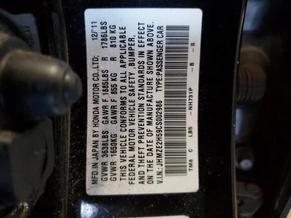 2012 Honda Insight LX with VIN JHMZE2H59CS002986, listed as a Copart auction lot 80154854 with 86,021 mi miles and Salvage Title. Bid and sale history available at carsss.com. Image 12.