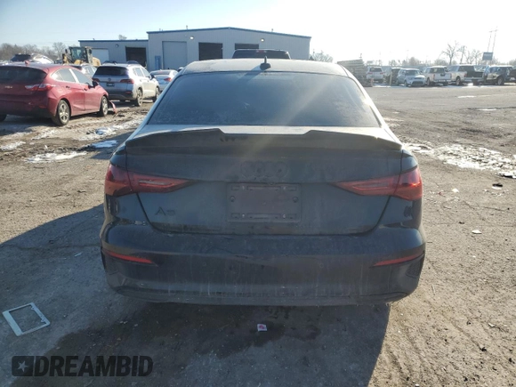 2023 Audi A3 Premium with VIN WAUAUDGY8PA110579, listed as a Copart auction lot 46062605 with 38,493 mi miles and Salvage Title. Bid and sale history available at carsss.com. Image 6.