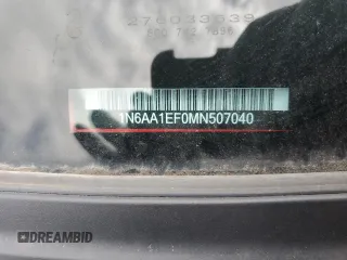 2021 Nissan Titan SV z VIN 1N6AA1EF0MN507040, wystawiony jako Copart lot #44913805 z przebiegiem 31 349 mil mil oraz Szkoda całkowita • Salvage title. Historia ofert i sprzedaży dostępna na DreamBid. Obrazek 12.