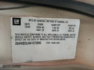 2004 Buick Century Custom with VIN 2G4WS52J941272883, listed as a Copart auction lot 53671765 with 0 mi miles and Salvage Title. Bid and sale history available at carsss.com. Image 12.