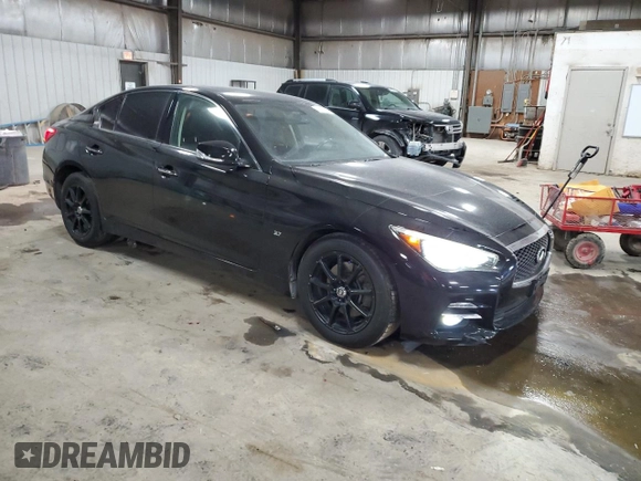2015 Infiniti Q50 Premium with VIN JN1BV7AR5FM405808, listed as a Copart auction lot 46289625 with 110,441 mi miles and Salvage Title. Bid and sale history available at carsss.com. Image 4.