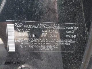 2022 Hyundai Sonata SE z VIN 5NPEG4JA8NH149962, wystawiony jako IAAI lot #42281738 z przebiegiem 59 867 mil mil oraz . Historia ofert i sprzedaży dostępna na DreamBid. Obrazek 9.